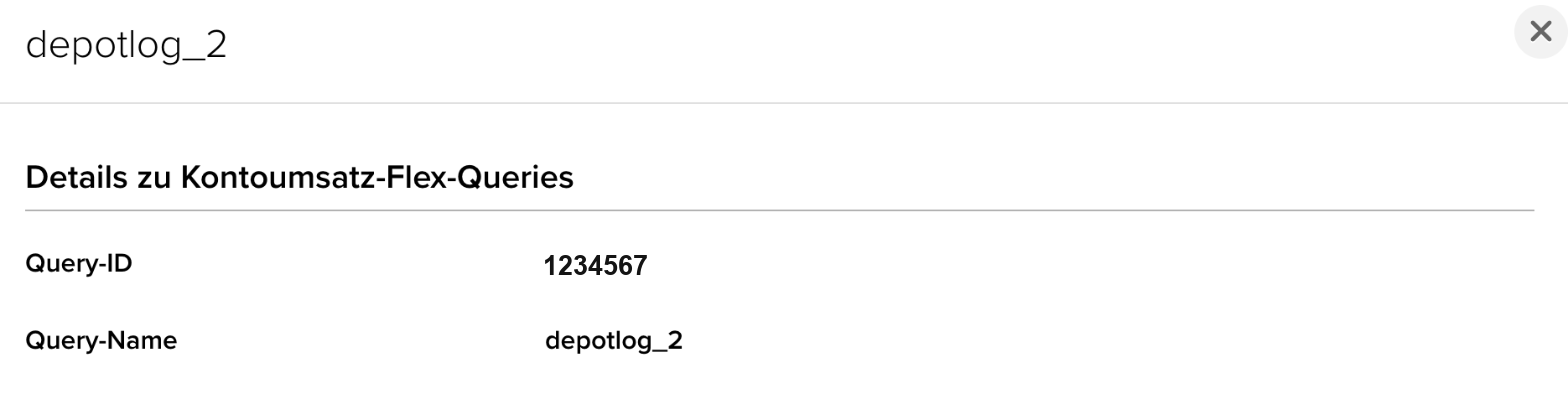 Info-Fenster einer Query mit der Query-ID